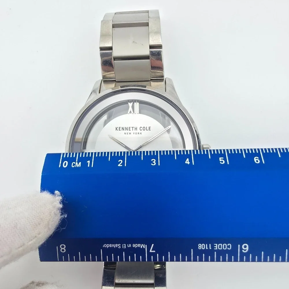 Rare!! KENNETH COLE NY Men's Watch KC50979006 Floating Dial Date St. Steel 8.75